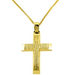 Χρυσός σταυρός Κ14 με αλυσίδα